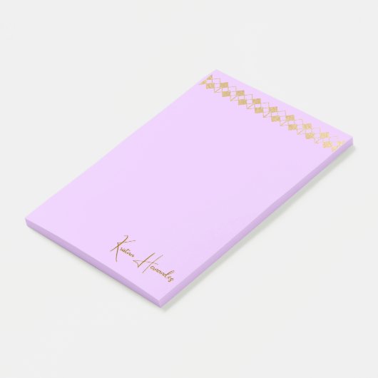 Elegante minimalistische gouden accent roze post-it® notes (Schuin)