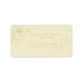 Elegante minimalistische gouden bloemenbruiloft etiket (Voorkant)