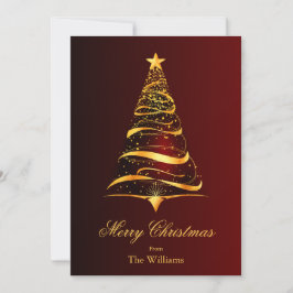 Elegante minimalistische gouden boom kerstgroet feestdagenkaart