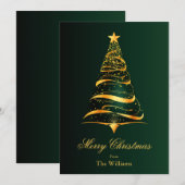 Elegante minimalistische gouden boom kerstgroet feestdagenkaart (Voorkant / Achterkant)