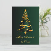 Elegante minimalistische gouden boom kerstgroet feestdagenkaart (Staand voorkant)