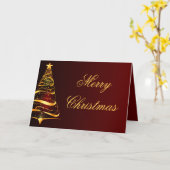 Elegante minimalistische gouden boom kerstgroet kaart (Gele Bloem)