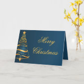 Elegante minimalistische gouden boom kerstgroet kaart (Gele Bloem)