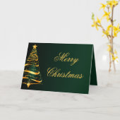 Elegante minimalistische gouden boom kerstgroet kaart (Gele Bloem)