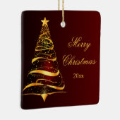 Elegante minimalistische gouden boom Vrolijk kerst Keramisch Ornament (Rechts)