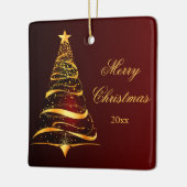 Elegante minimalistische gouden boom Vrolijk kerst Keramisch Ornament (Links)