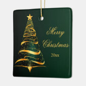 Elegante minimalistische gouden boom Vrolijk kerst Keramisch Ornament (Links)