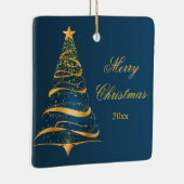 Elegante minimalistische gouden boom Vrolijk kerst Keramisch Ornament (Rechts)