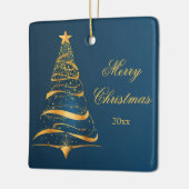 Elegante minimalistische gouden boom Vrolijk kerst Keramisch Ornament (Links)