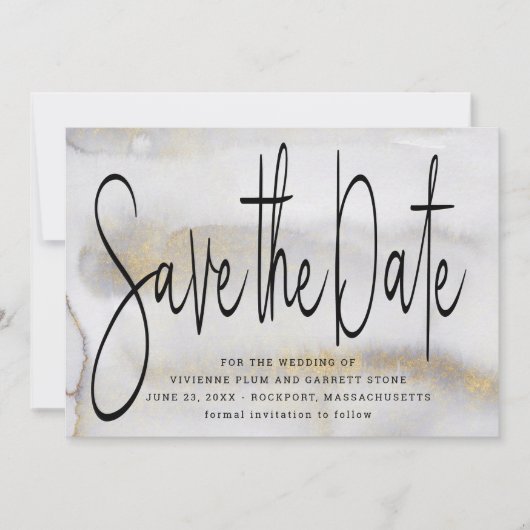Elegante minimalistische gouden bruiloft bewaar de save the date (Voorkant)