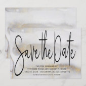 Elegante minimalistische gouden bruiloft bewaar de save the date (Voorkant / Achterkant)