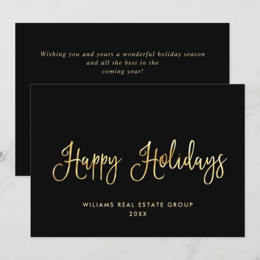 Elegante minimalistische gouden corporate kerst feestdagenkaart (Voorkant / Achterkant)