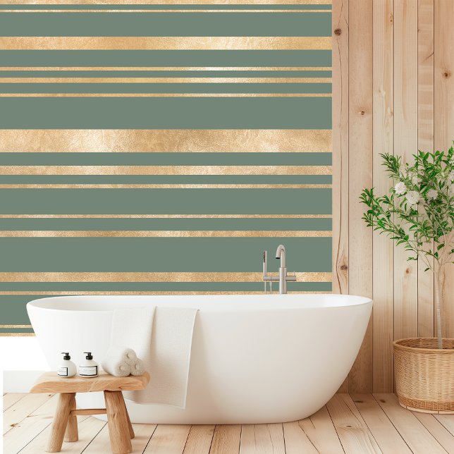 Elegante minimalistische gouden en groene lijn behang (Creator heeft geüpload)