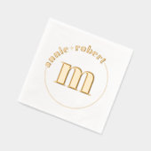 Elegante minimalistische gouden folie monogram bru folie servetten (Links)