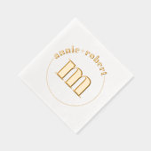 Elegante minimalistische gouden folie monogram bru folie servetten (Rechts)
