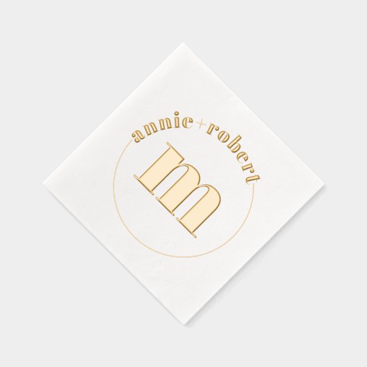 Elegante minimalistische gouden folie monogram bru folie servetten (Rechts)