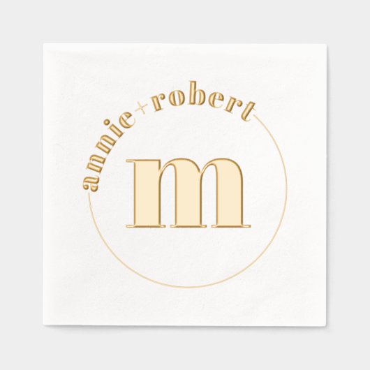 Elegante minimalistische gouden folie monogram bru folie servetten (Voorkant)