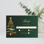 Elegante minimalistische gouden kerstboom bruiloft RSVP kaartje (Staand voorkant)