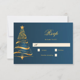 Elegante minimalistische gouden kerstboom bruiloft RSVP kaartje