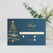 Elegante minimalistische gouden kerstboom bruiloft RSVP kaartje (Staand voorkant)