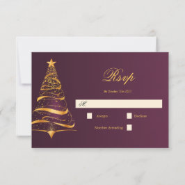 Elegante minimalistische gouden kerstboom bruiloft RSVP kaartje