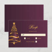 Elegante minimalistische gouden kerstboom bruiloft RSVP kaartje (Voorkant / Achterkant)