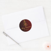 Elegante minimalistische gouden kerstboom ronde sticker (Envelop)