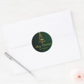 Elegante minimalistische gouden kerstboom ronde sticker (Envelop)