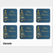 Elegante minimalistische gouden kerstboom vierkante sticker (Vel)