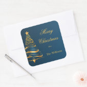 Elegante minimalistische gouden kerstboom vierkante sticker (Envelop)