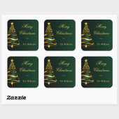 Elegante minimalistische gouden kerstboom vierkante sticker (Vel)