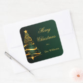 Elegante minimalistische gouden kerstboom vierkante sticker (Envelop)