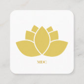 Elegante Minimalistische Gouden Lotusbloem Vierkante Visitekaartje (Achterkant)