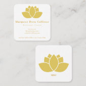 Elegante Minimalistische Gouden Lotusbloem Vierkante Visitekaartje (Voorkant / Achterkant)