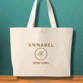 Elegante minimalistische gouden monogram Canvas ta Grote Tote Bag