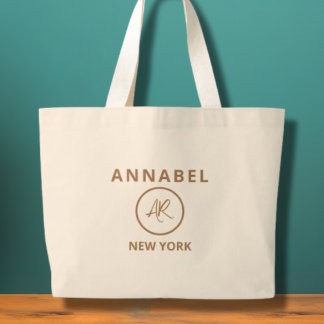 Elegante minimalistische gouden monogram Canvas ta Grote Tote Bag