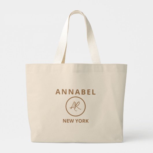 Elegante minimalistische gouden monogram Canvas ta Grote Tote Bag (Achterkant)