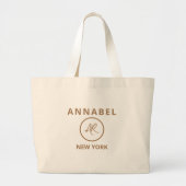 Elegante minimalistische gouden monogram Canvas ta Grote Tote Bag (Voorkant)