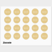 Elegante Minimalistische Gouden Monogram Stippelra Ronde Sticker (Vel)