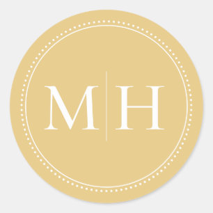 Elegante Minimalistische Gouden Monogram Stippelra Ronde Sticker