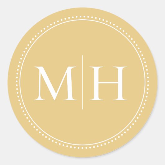 Elegante Minimalistische Gouden Monogram Stippelra Ronde Sticker (Voorkant)