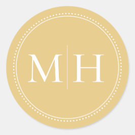 Elegante Minimalistische Gouden Monogram Stippelra Ronde Sticker