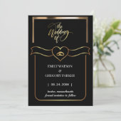 Elegante minimalistische gouden ring save the date (Staand voorkant)