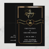 Elegante minimalistische gouden ring save the date (Voorkant / Achterkant)