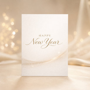 Elegante Minimalistische Gouden Script Gelukkig Ni Feestdagen Kaart