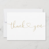 Elegante Minimalistische Gouden Script Hart Bedankkaart (Voorkant)