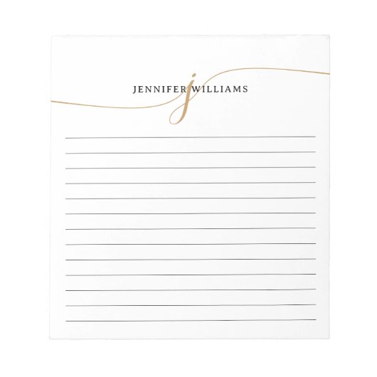 Elegante Minimalistische Gouden Script Monogram Li Notitieblok (Voorkant)