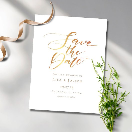 Elegante Minimalistische Gouden Script Save the Da Briefkaart