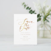 Elegante Minimalistische Gouden Script Save the Da Briefkaart (Staand voorkant)