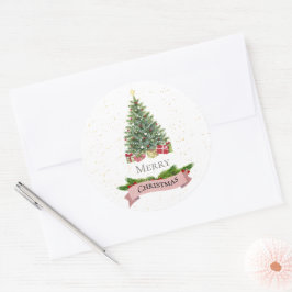 Elegante Minimalistische Gouden Sterren Boom Vroli Ronde Sticker